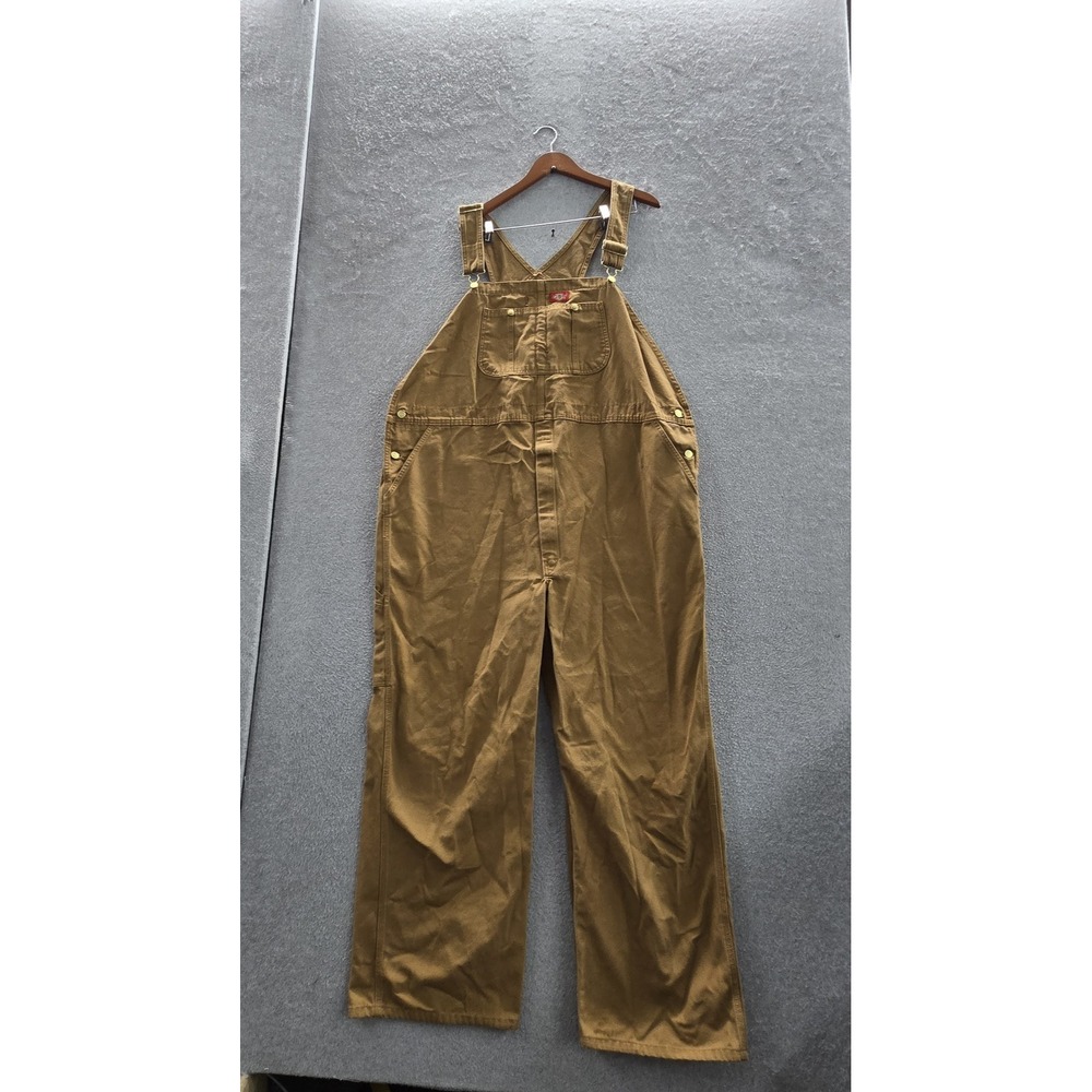 Dickies Men Pants 48X30 Brown Overalls Canvas Workwear Straight 30" Inseam